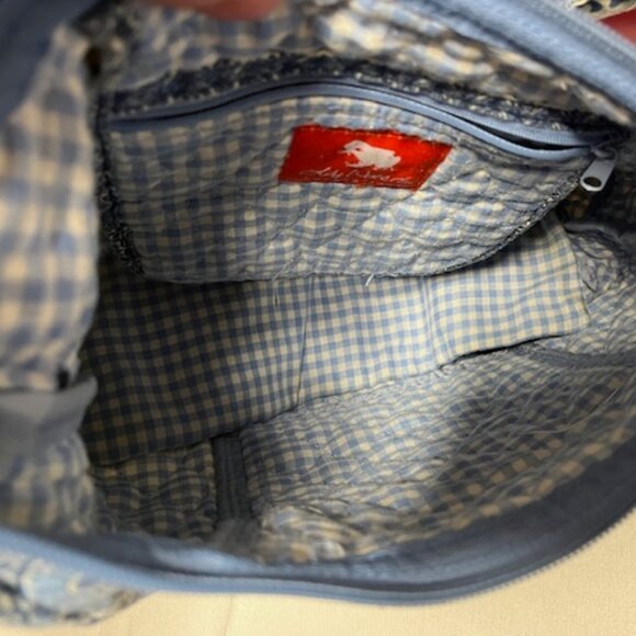 Lily Waters Expressions Quilted Floral Shoulder Zip Bag Blue White - Picture 16 of 16